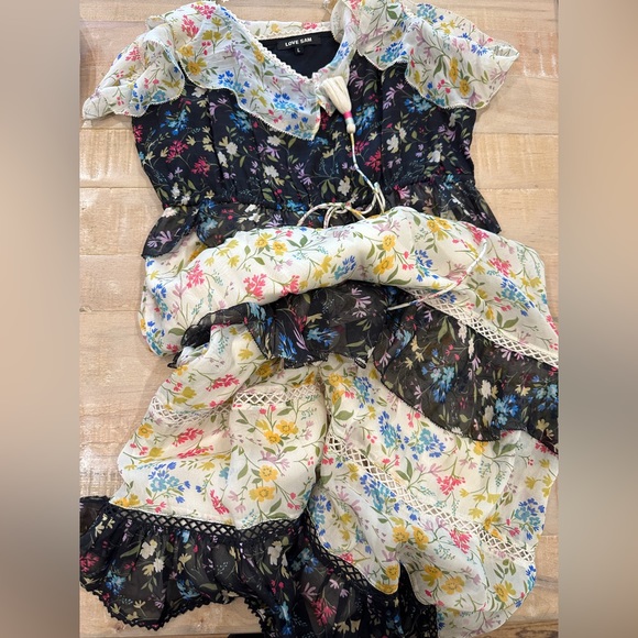 LOVE SAM tiered midi floral dress tassel - Picture 11 of 16